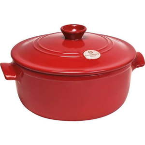 Červený keramický kulatý hrnec s poklicí Emile Henry Flame, ⌀ 27 cm obraz