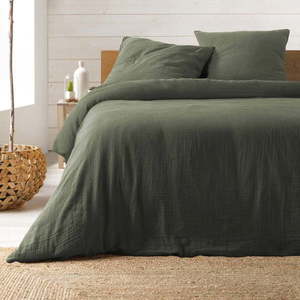 Khaki prodloužené mušelínové povlečení na dvoulůžko 220x240 cm Angelia – douceur d'intérieur obraz