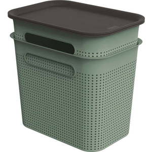 Zelené plastové úložné boxy s víkem v sadě 2 ks 18, 5x27x26 cm Brisen – Rotho obraz
