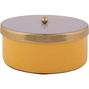 Žlutý dekorativní kovový úložný box ø 16x6 cm Double Funky – PT LIVING obraz