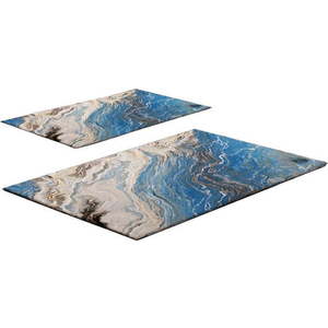 Modré koupelnové předložky v sadě 2 ks 60x100 cm – Foutastic obraz