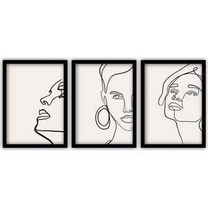 Sada 3 obrazů v černém rámu Vavien Artwork Lines, 35 x 45 cm obraz