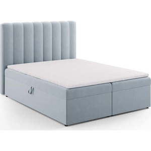 Světle modrá boxspring postel s úložným prostorem 160x200 cm Gina – Milo Casa obraz
