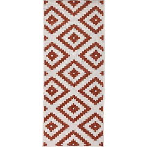 Červeno-krémový venkovní koberec NORTHRUGS Malta, 80 x 345 cm obraz