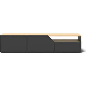 TV stolek s deskou v dekoru dubu v černo-přírodní barvě 180x38 cm Verone – TemaHome obraz