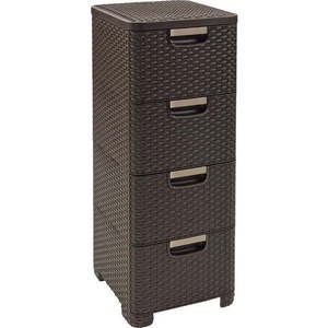 Tmavě hnědá plastová vysoká koupelnová skříňka 33x79 cm Rattan – Curver obraz