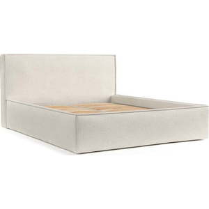 Krémová čalouněná dvoulůžková postel s úložným prostorem s roštem 200x200 cm Lounge L – Maison de Rêve obraz