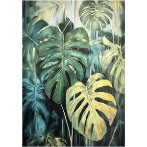 Obraz s ručně malovanými prvky 70x100 cm Monstera – Styler obraz