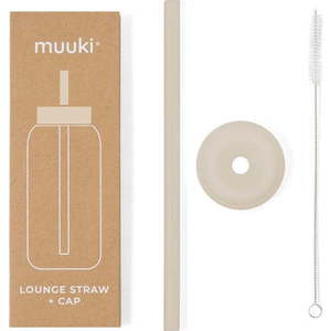 Silikonové brčko s čistícím kartáčkem/s víčkem Summer Sand – Muuki obraz
