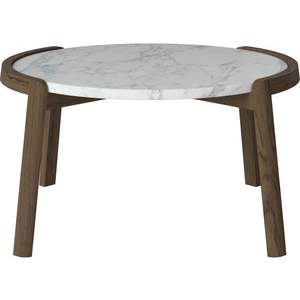 Konferenční stolek Mix Ø65 cm, více variant - Bolia Varianta: Grey/white marble | Dark oiled oak, Solid | v. 35 cm obraz