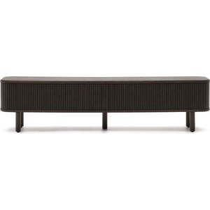 Tmavě hnědý TV stolek v dekoru jasanu 200x50 cm Mailen – Kave Home obraz