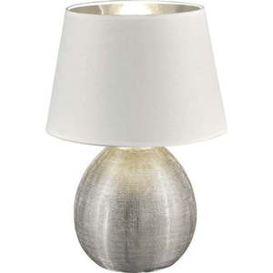 Bílá stolní lampa z keramiky a tkaniny Trio Luxor, výška 35 cm obraz
