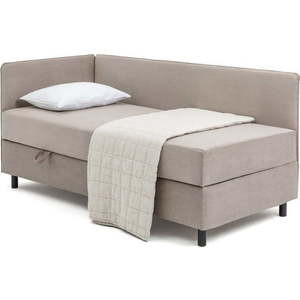 Čalouněná jednolůžková postel taupe s úložným prostorem s matrací 90x200 cm Avela – Bonami Selection obraz