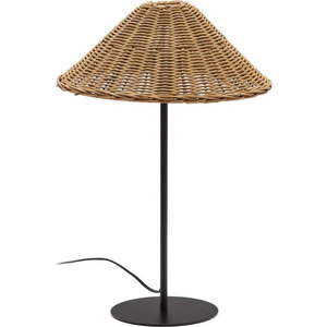 Stolní lampa s ratanovým stínidlem v černo-přírodní barvě (výška 50 cm) Urania – Kave Home obraz