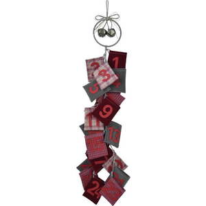 Červený závěsný adventní kalendář z vlny Ego Dekor Advent, výška 77 cm obraz