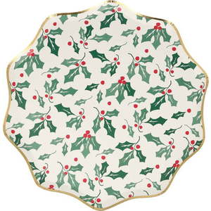 Papírové jednorázové tácky v sadě 8 ks Holly Pattern – Meri Meri obraz