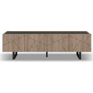 Černý/přírodní TV stolek v dekoru dubu 180x52 cm Milena – Marckeric obraz