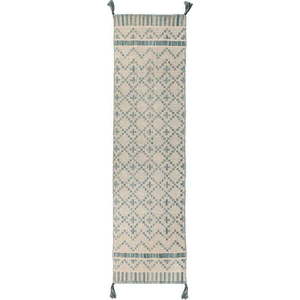 Béžovo-modrý bavlněný běhoun Flair Rugs Leela, 60 x 200 cm obraz