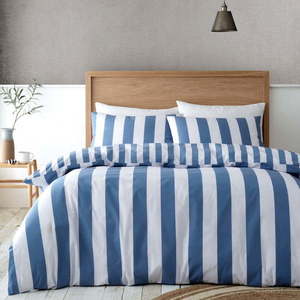 Bílo-modré povlečení na dvoulůžko 200x200 cm Cove Stripe – Catherine Lansfield obraz