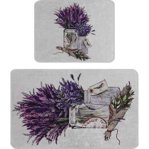 Koupelnové předložky ve fialové a světle šedé barvě v sadě 2 ks 60x100 cm Purpura – Foutastic obraz