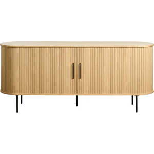 Nízká komoda v dekoru dubu s posuvnými dveřmi v přírodní barvě 76x180 cm Nola – Unique Furniture obraz