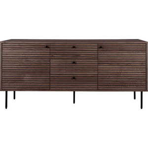 Tmavě hnědá nízká komoda v dekoru dubu 150x74 cm Kyoto – House Nordic obraz