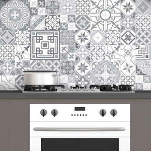 Sada 60 nástěnných samolepek Ambiance Vintage Design Shade of Gray, 10 x 10 cm obraz