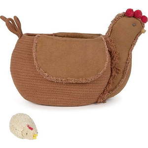 Hnědý látkový dětský koš na hračky 48x32x29 cm Chicken Toffee – Lorena Canals obraz