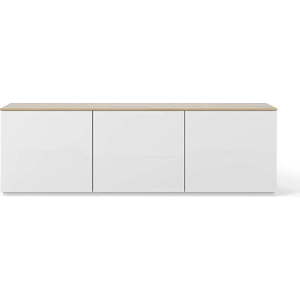 Bílá komoda s deskou v dekoru dubového dřeva TemaHome Join, 180 x 57 cm obraz