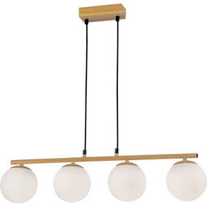 Závěsné svítidlo se skleněným stínidlem v bílo-přírodní barvě Carrine – Candellux Lighting obraz