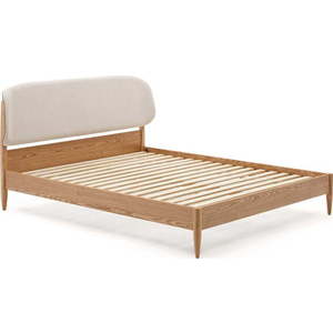 Dvoulůžková postel z jasanového dřeva s roštem v béžovo-přírodní barvě 160x200 cm Octavia – Kave Home obraz