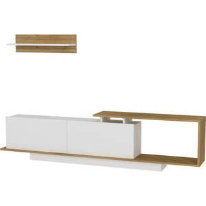 Bílá/přírodní TV sestava 180x55 cm Asos – Woody Fashion obraz