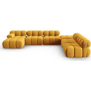 Žlutá sametová pohovka 379 cm Bellis – Micadoni Home obraz