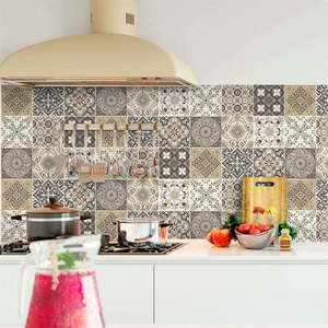 Sada 9 nástěnných samolepek Ambiance Cement Tiles Ancona, 10 x 10 cm obraz