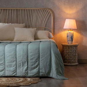 Modro-krémový prošívaný přehoz z mikrovlákna 230x280 cm – Ixia obraz