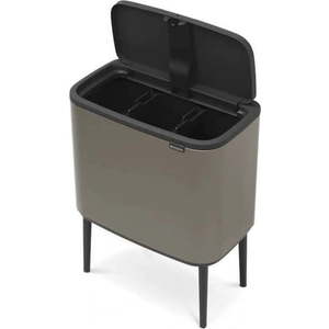Šedý dotykový ocelový odpadkový koš na tříděný odpad 3x11 l Bo Touch Bin – Brabantia obraz