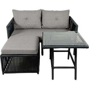 Šedý zahradní lounge set z umělého ratanu pro 2 Shangai 8 – Floriane Garden obraz