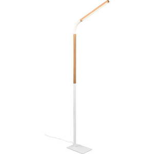LED stojací lampa v bílé a přírodní barvě s dřevěným stínidlem (výška 169, 5 cm) Norris – Trio obraz