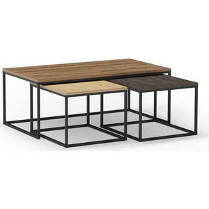 Konferenční stolky v sadě 3 ks v přírodní barvě 60x110 cm Camelia – Marckeric obraz