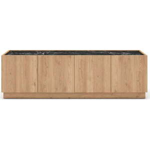 Černý/přírodní TV stolek v dekoru dubu 160x48 cm Dione – Marckeric obraz