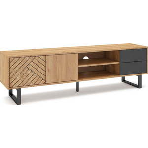 Antracitový/přírodní TV stolek v dekoru dubu 180x51, 5 cm Madona – Marckeric obraz