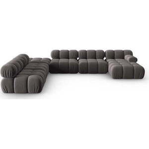 Tmavě šedá sametová pohovka 379 cm Bellis – Micadoni Home obraz