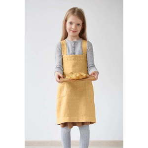 Dětská žlutá lněná zástěra Linen Tales Pinafore, 72 x 45 cm obraz