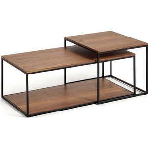 Hnědé konferenční stolky s deskou v dekoru ořechového dřeva v sadě 2 ks 50x100 cm Yoana – Kave Home obraz