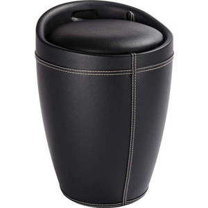 Černý koš na prádlo a taburetka v jednom Wenko Linen Look, 20 l obraz
