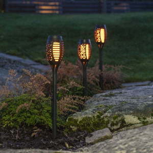 Sada 3 venkovních solárních LED svítidel Star Trading Flame, výška 40 cm obraz