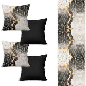 Set běhounu na stůl a 4 povlaků na polštáře Optic - Minimalist Cushion Covers obraz