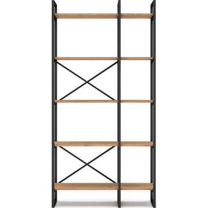 Černý/přírodní regál v dekoru dubu 87, 5x175 cm Dusan – Marckeric obraz