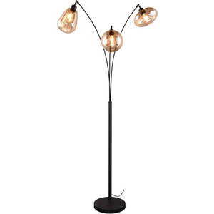 Černo-oranžová stojací lampa se skleněným stínidlem (výška 200 cm) Lumina – Trio obraz