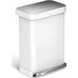 Bílý nášlapný ocelový odpadkový koš 55 l – simplehuman obraz